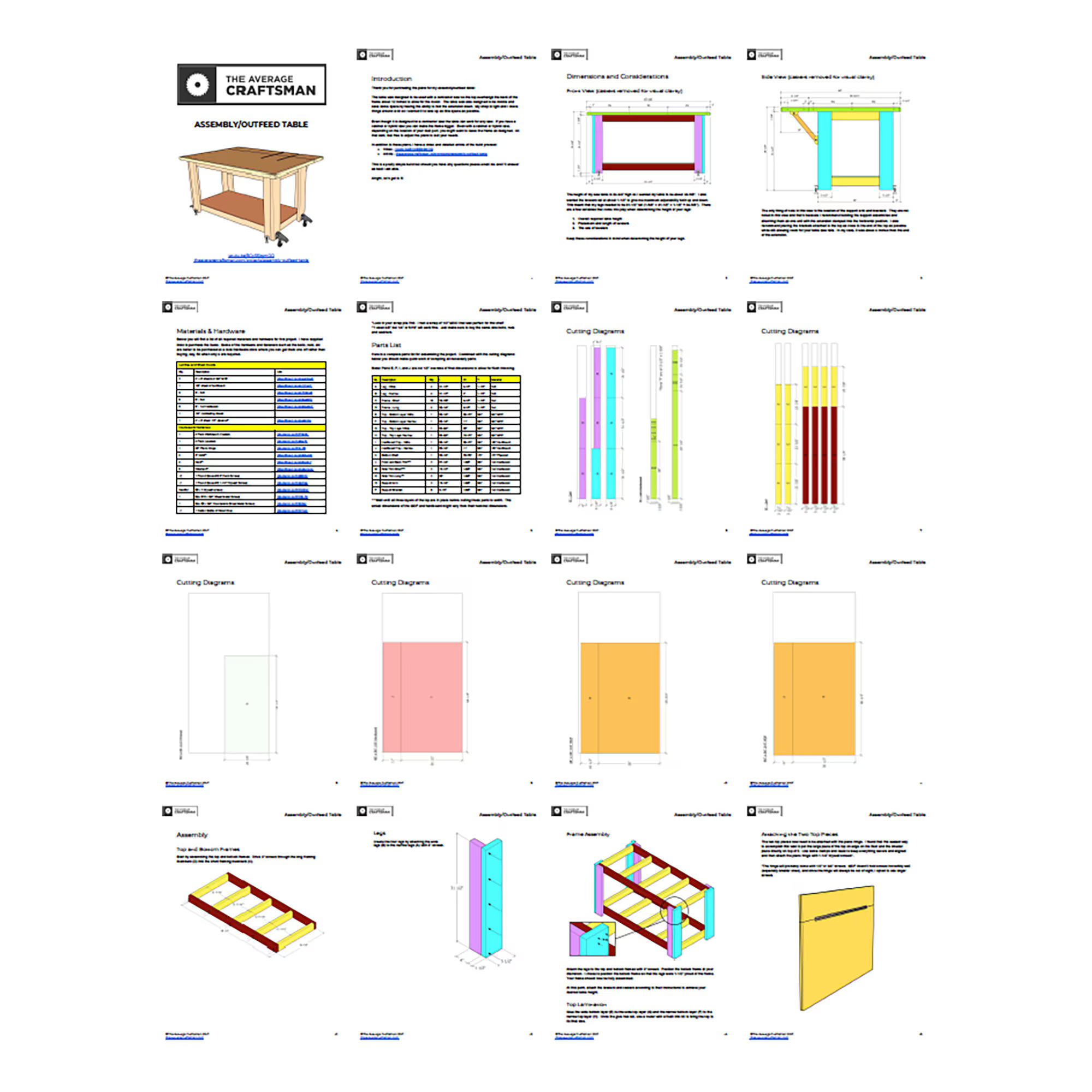 Preview page from the assembly outfeed table PDF plans