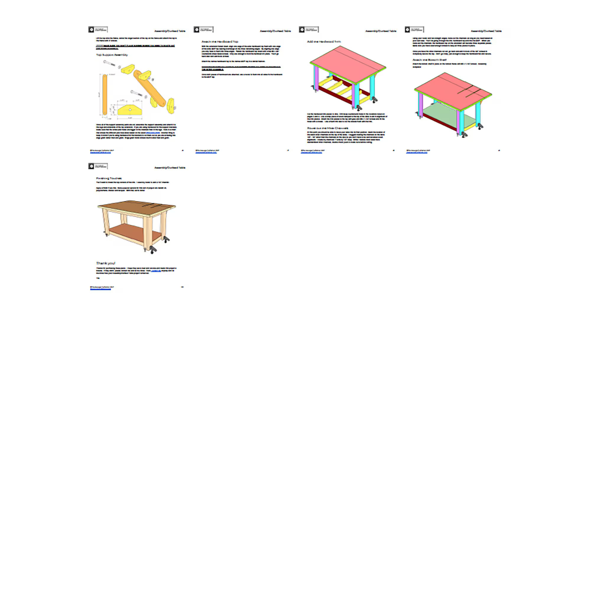 Second preview page from the assembly outfeed table PDF plans