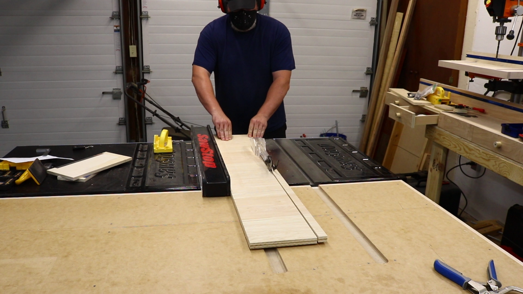 Cutting the dividers at the table saw