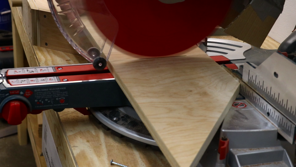 Cutting the dividers to length at miter saw