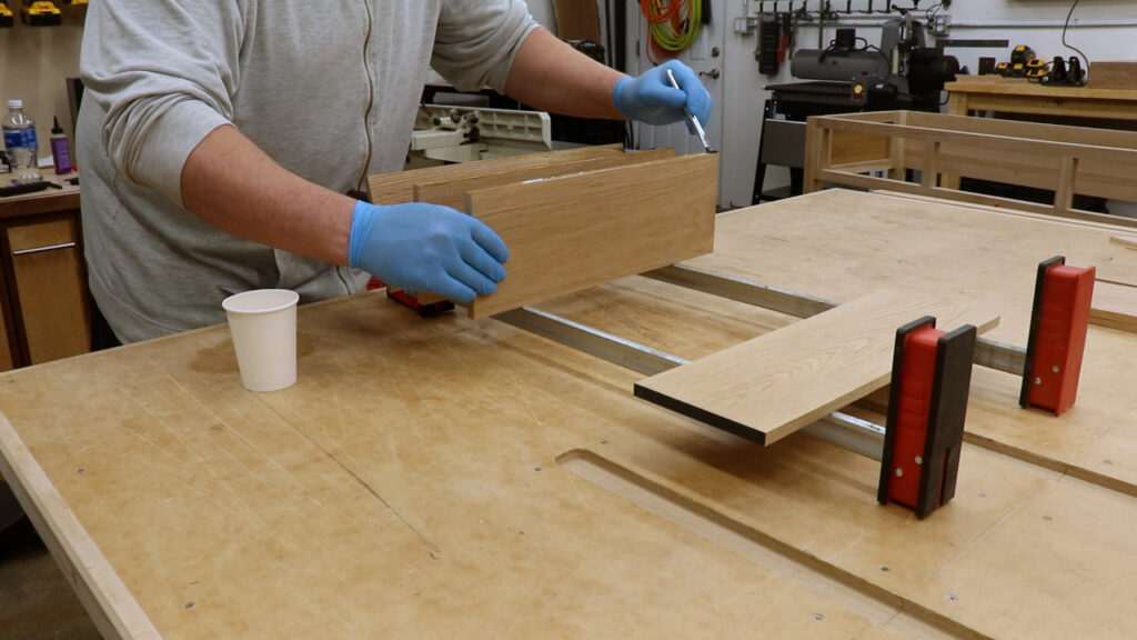Gluing up the drawer bottoms - Build a Potting Bench
