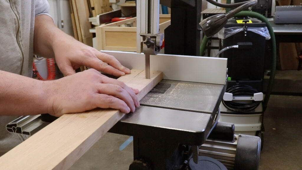 Notching the end slats on the band saw
