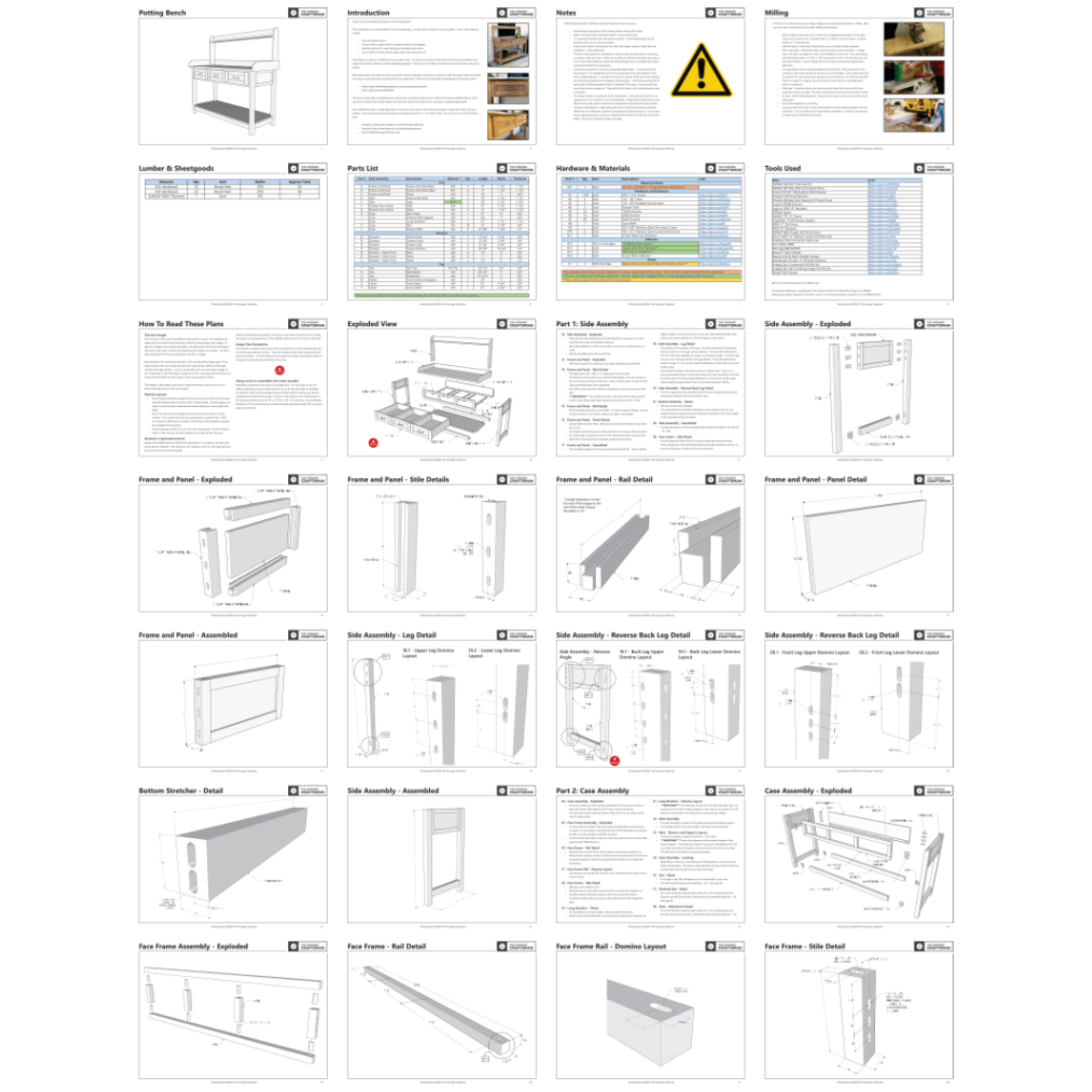 Preview page from the DIY potting bench PDF plans