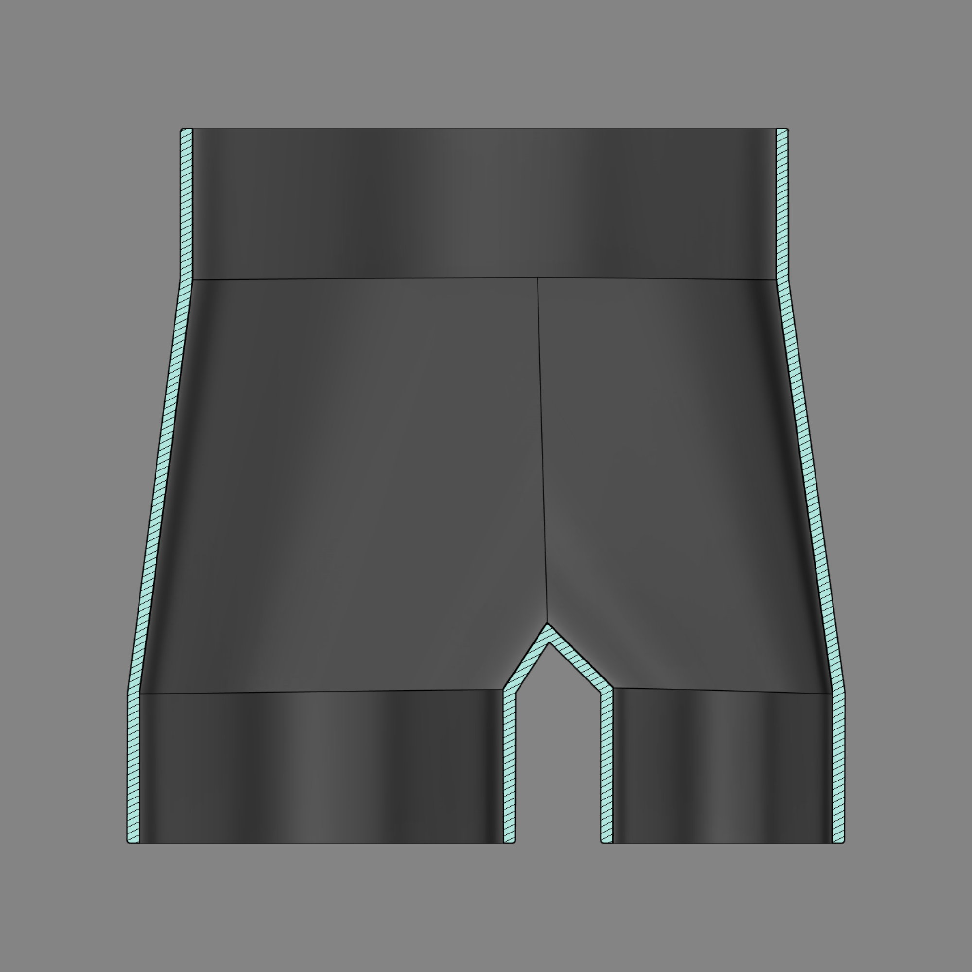 Cross-section diagram of a black PETG 3D printed dust collection adapter connecting 6 inch flex hose to dual 4 inch and 2.5 inch flex hose outlets, showing wall thickness